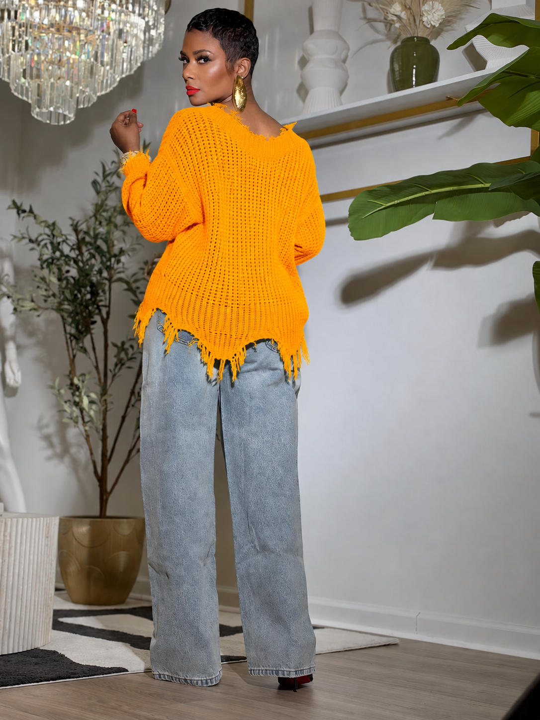 “Autumn Glow” Distressed Sweater