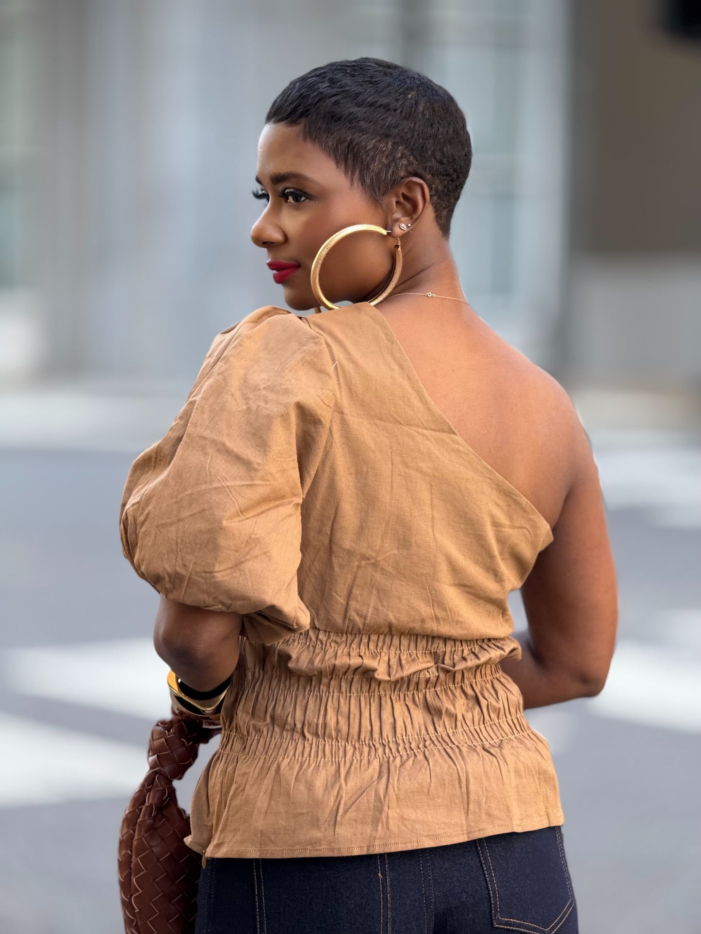 “Tawny Tan” One Shoulder Top