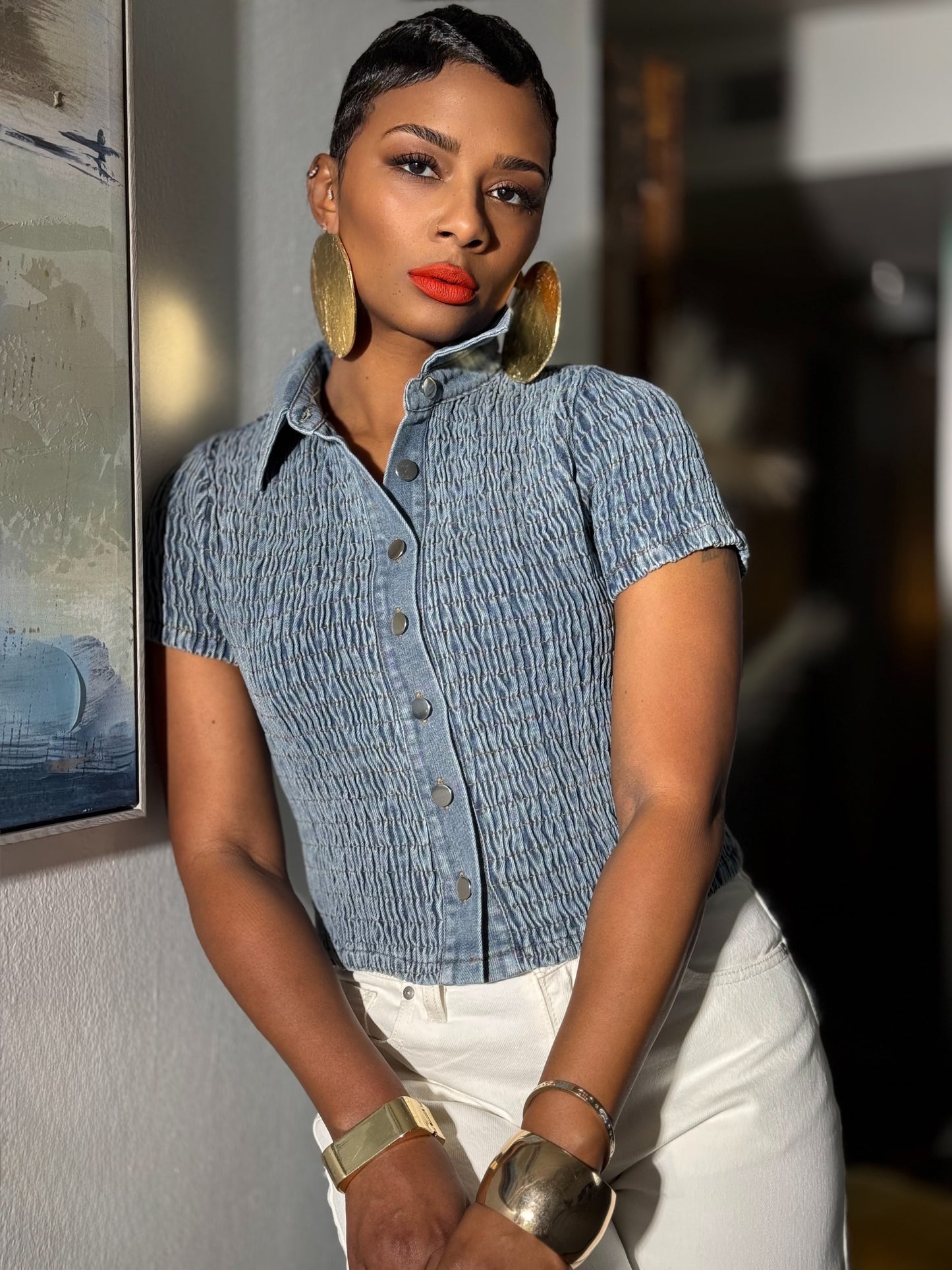 “In a Scrunch” Denim Top