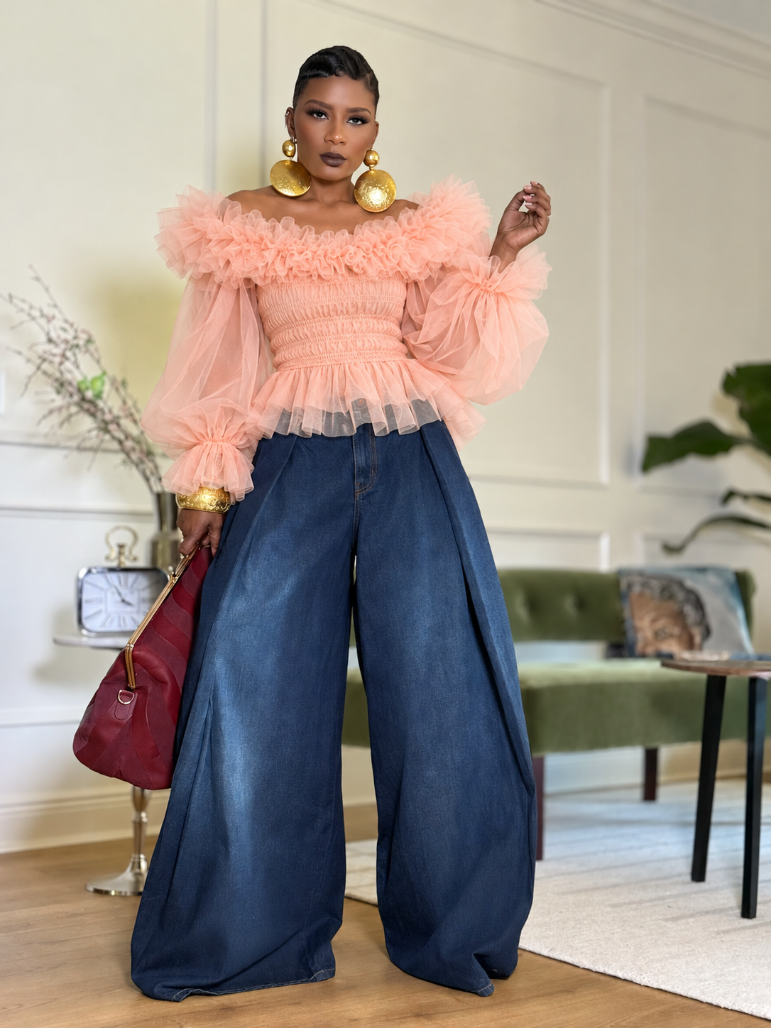 “Peach Perfection” Tulle Top
