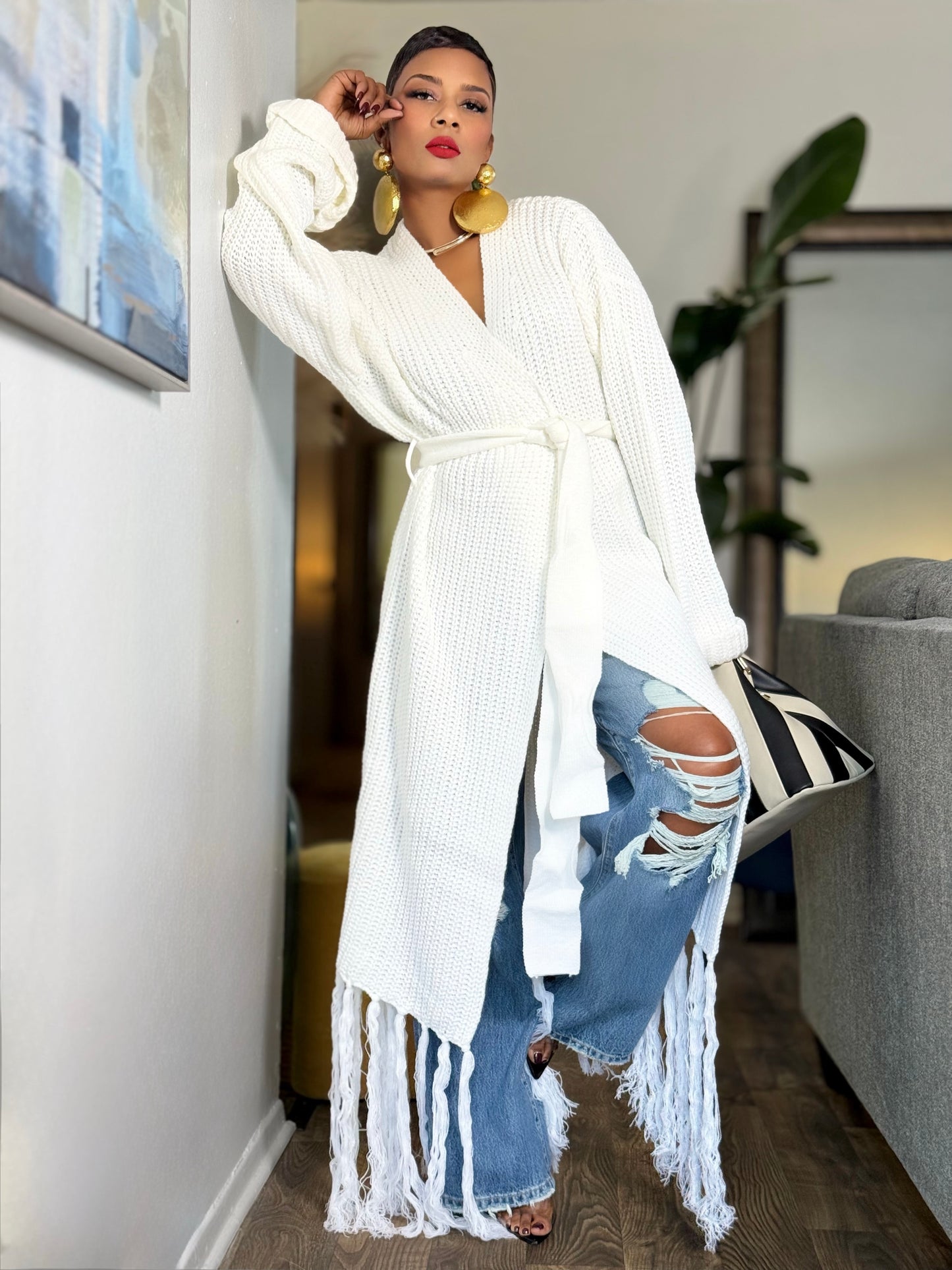 LUXE “Miss Fringe” Maxi Cardigan