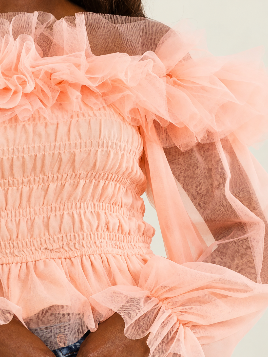 “Peach Perfection” Tulle Top