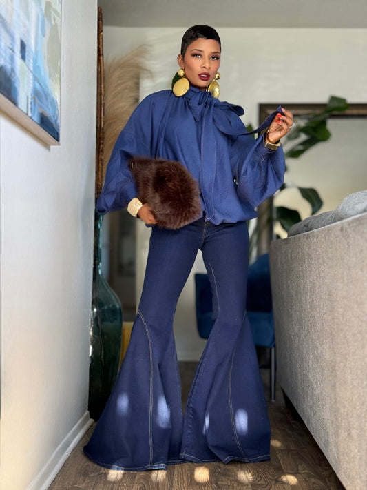 “Take a Bow” Denim Top