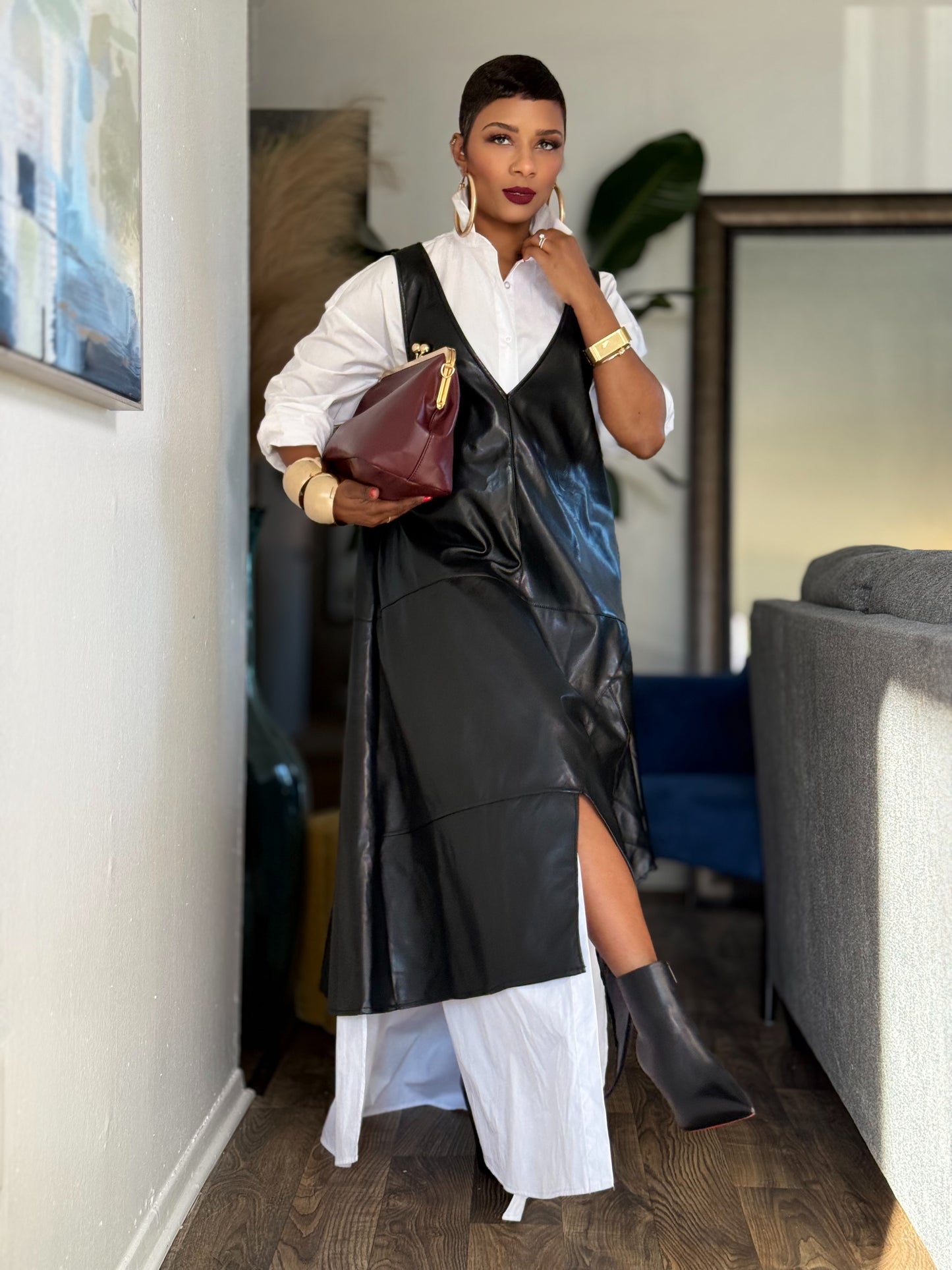 LUXE “Control” Faux Leather Dress