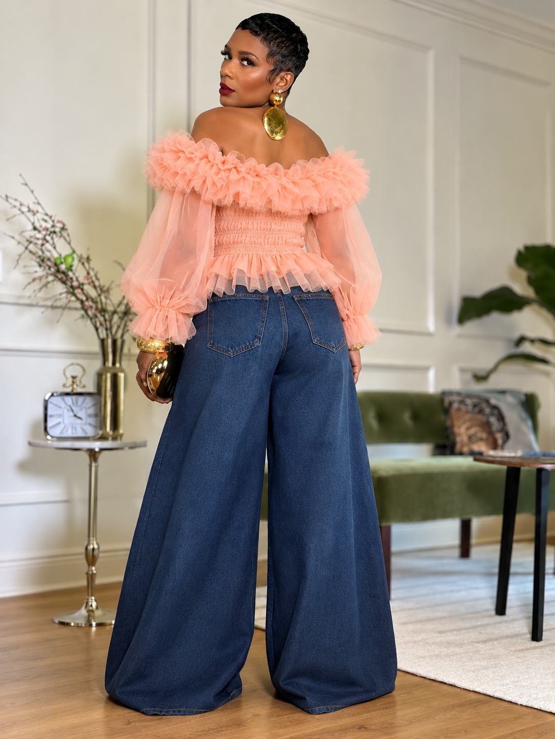 “Peach Perfection” Tulle Top