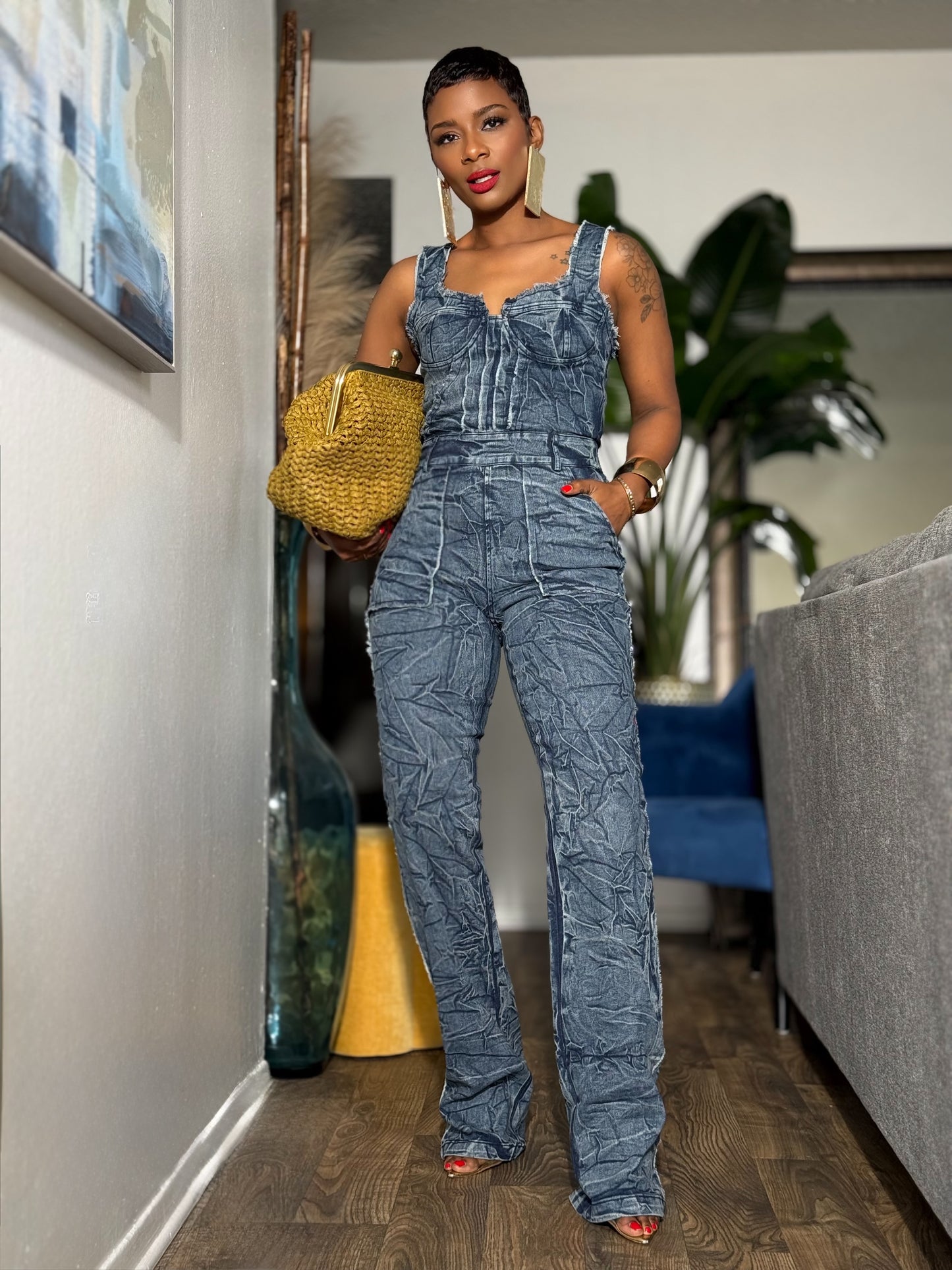 “Denim Corseted” Jumpsuit