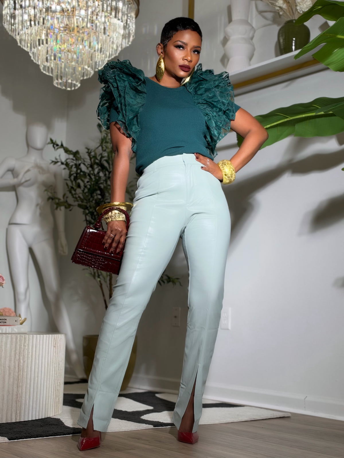 “Split Decision” Faux Leather Pants