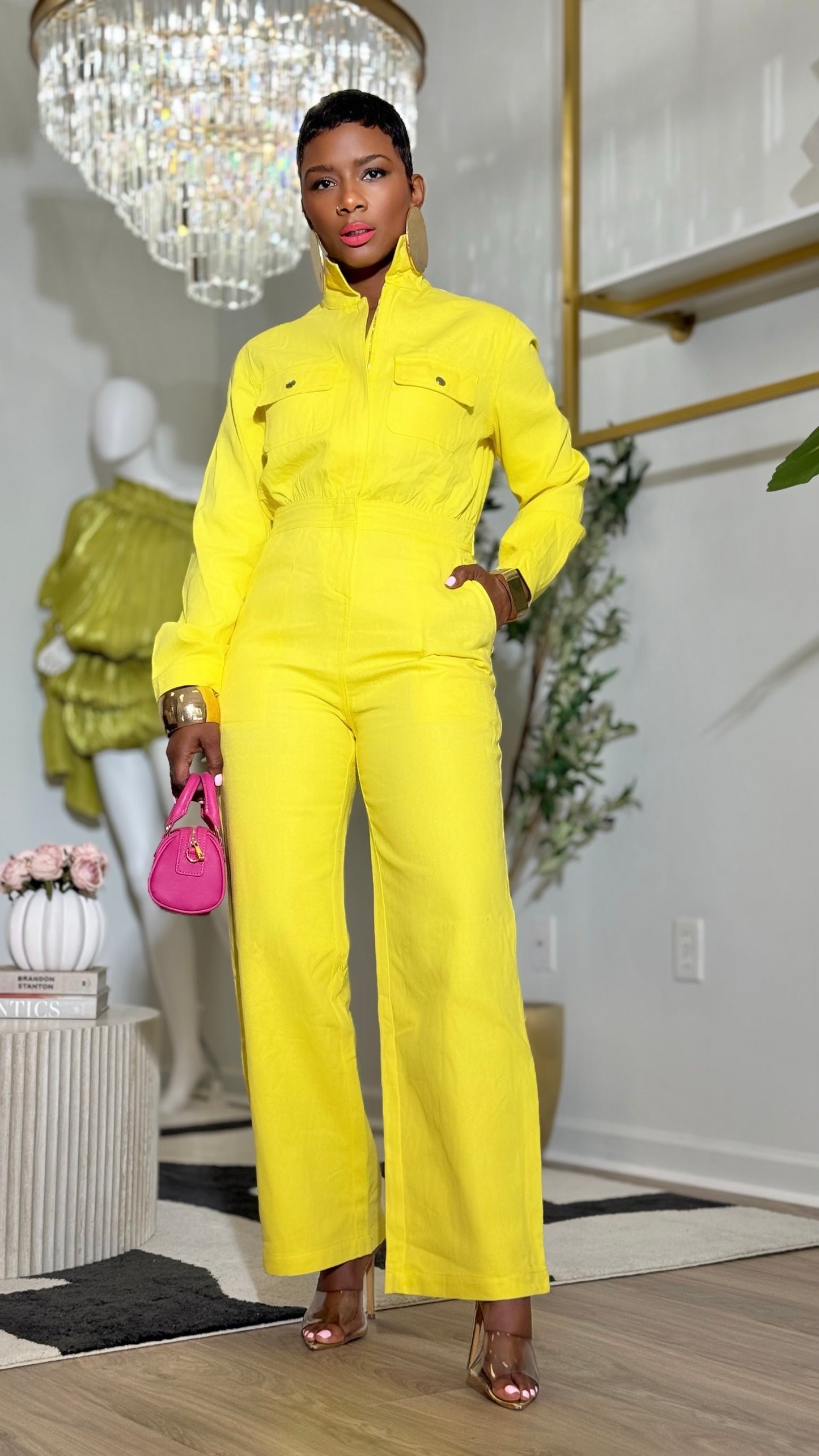 “Yellow Twist” Denim Jumpsuit