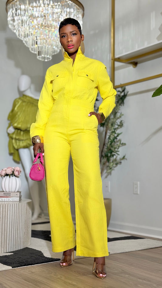 “Yellow Twist” Denim Jumpsuit