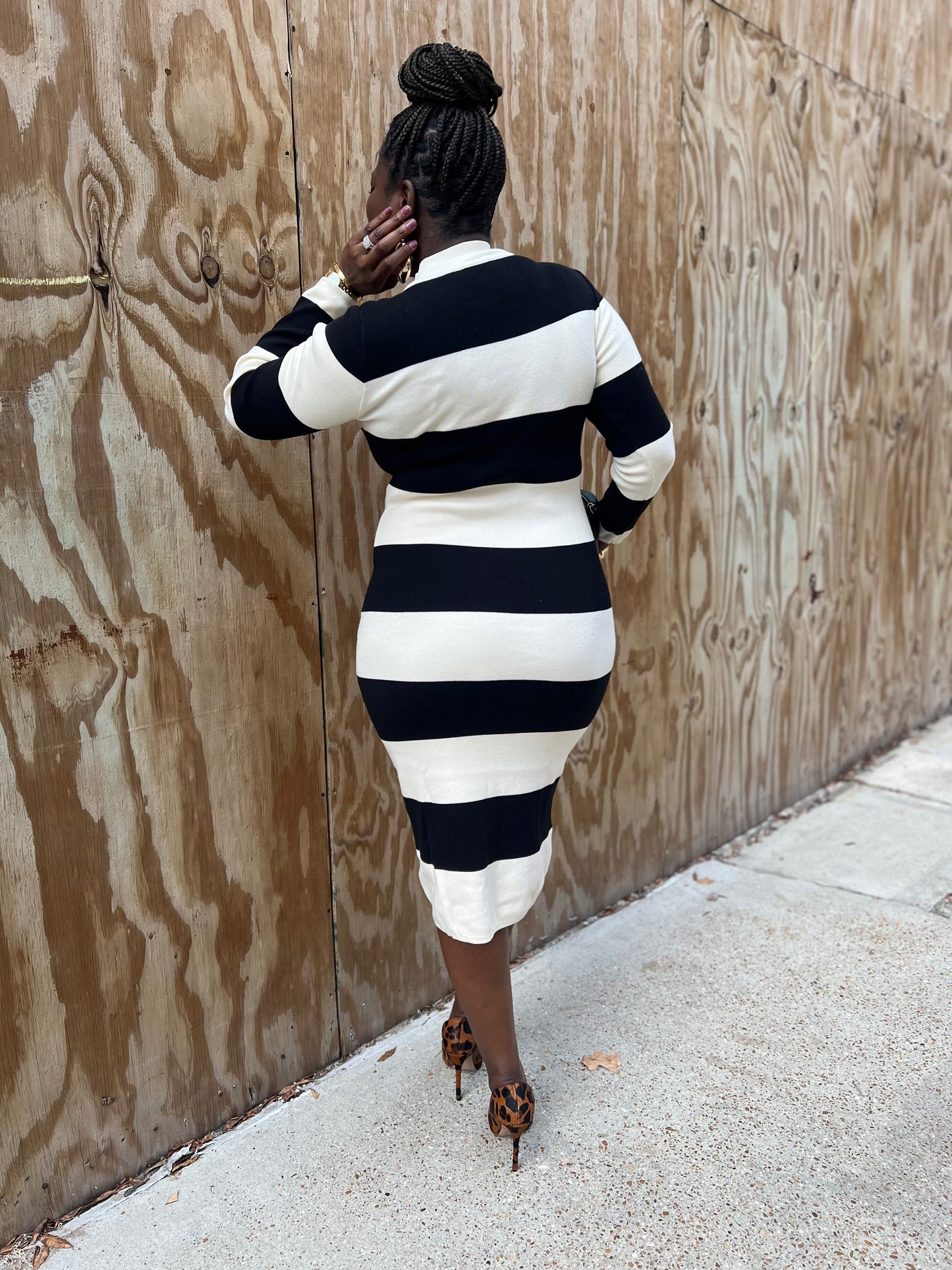 “Striped Right” Sweater Dress
