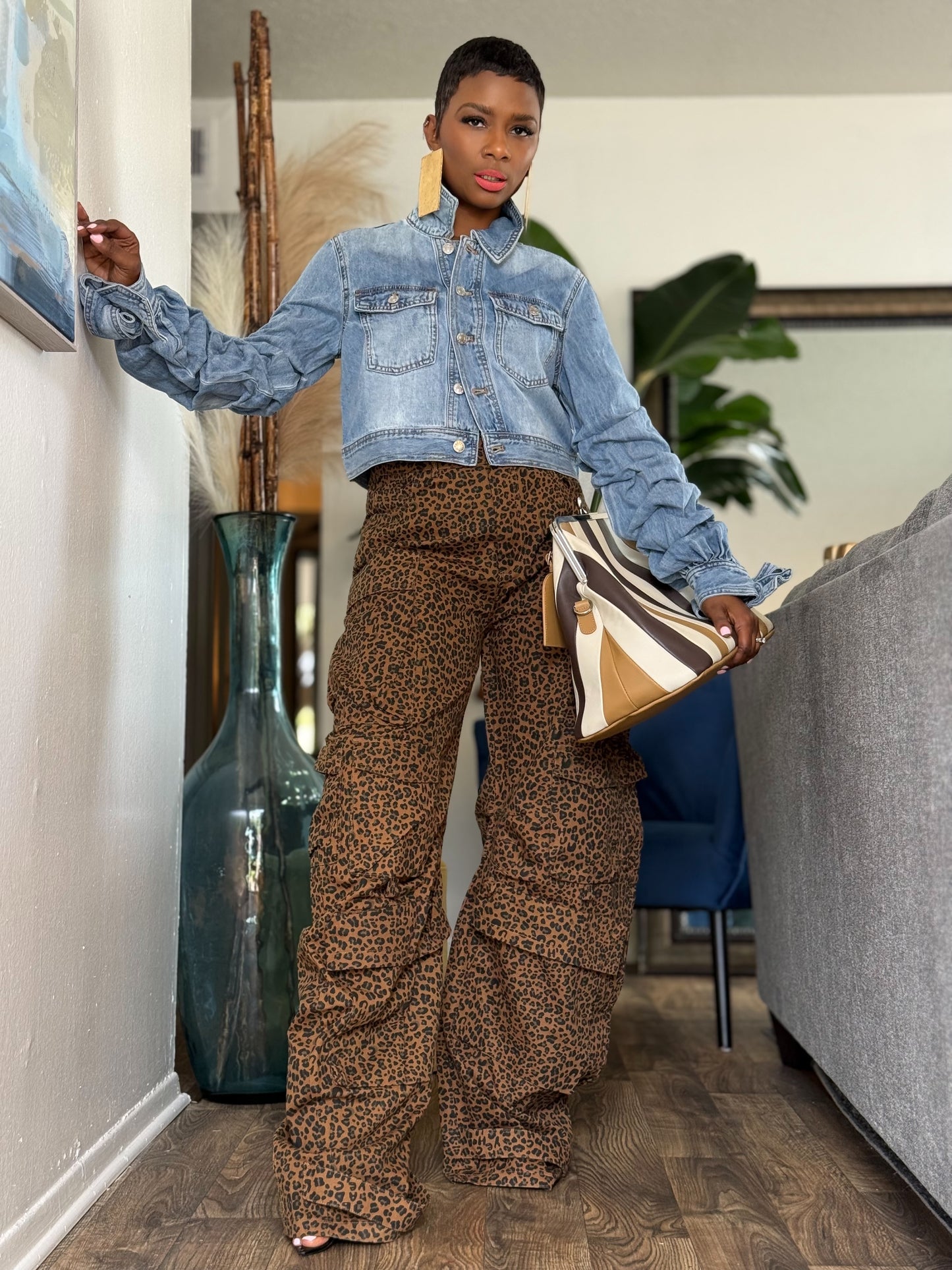 “Ruched Sleeve” Denim Jacket