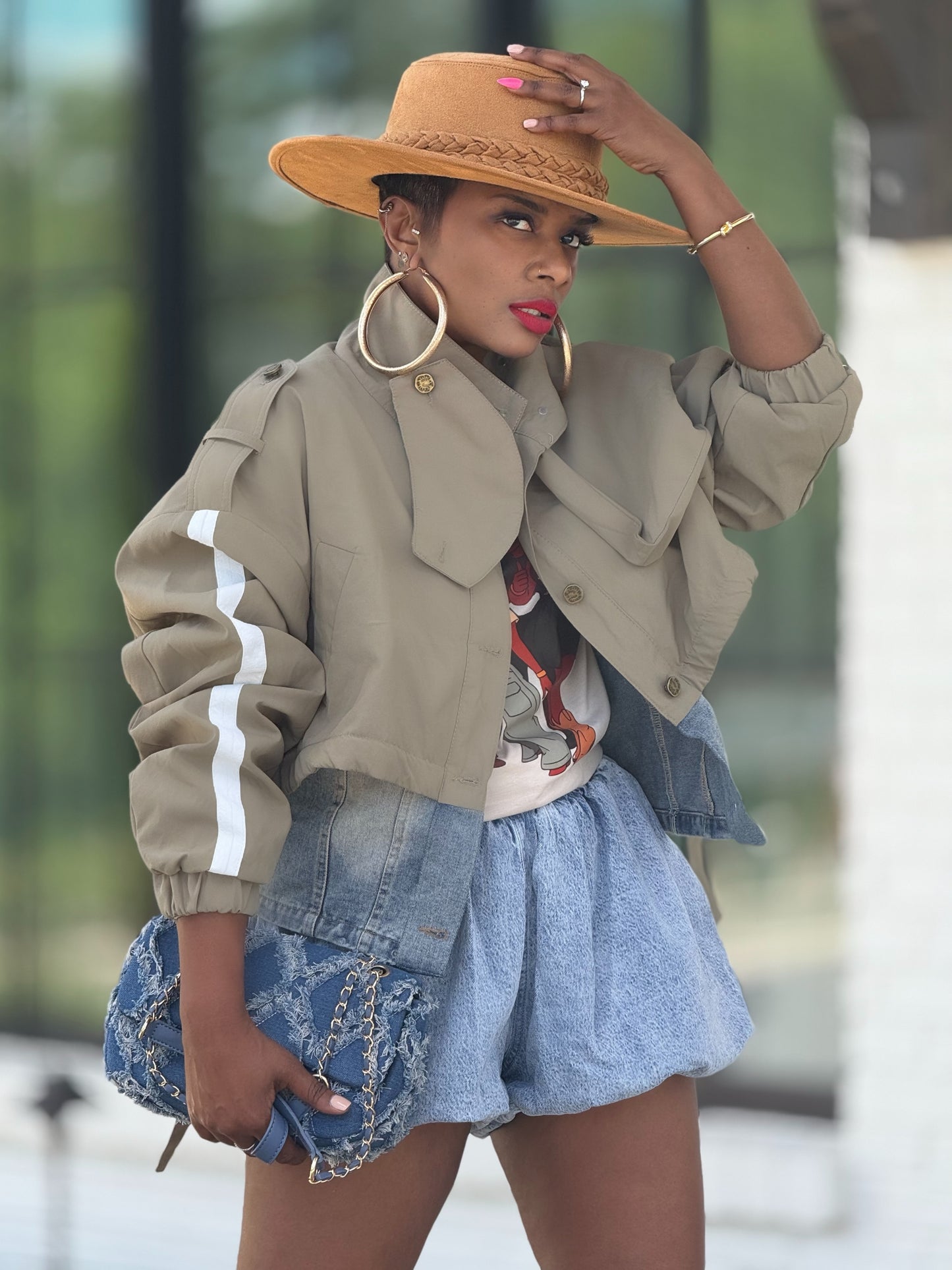 “Trenched Denim” Jacket (Curvy Sizes Available)