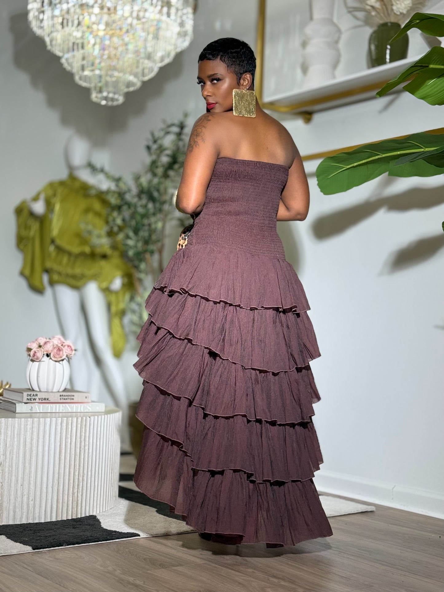 “Brown Sugar Baby” Ruffle Dress (Preorder)