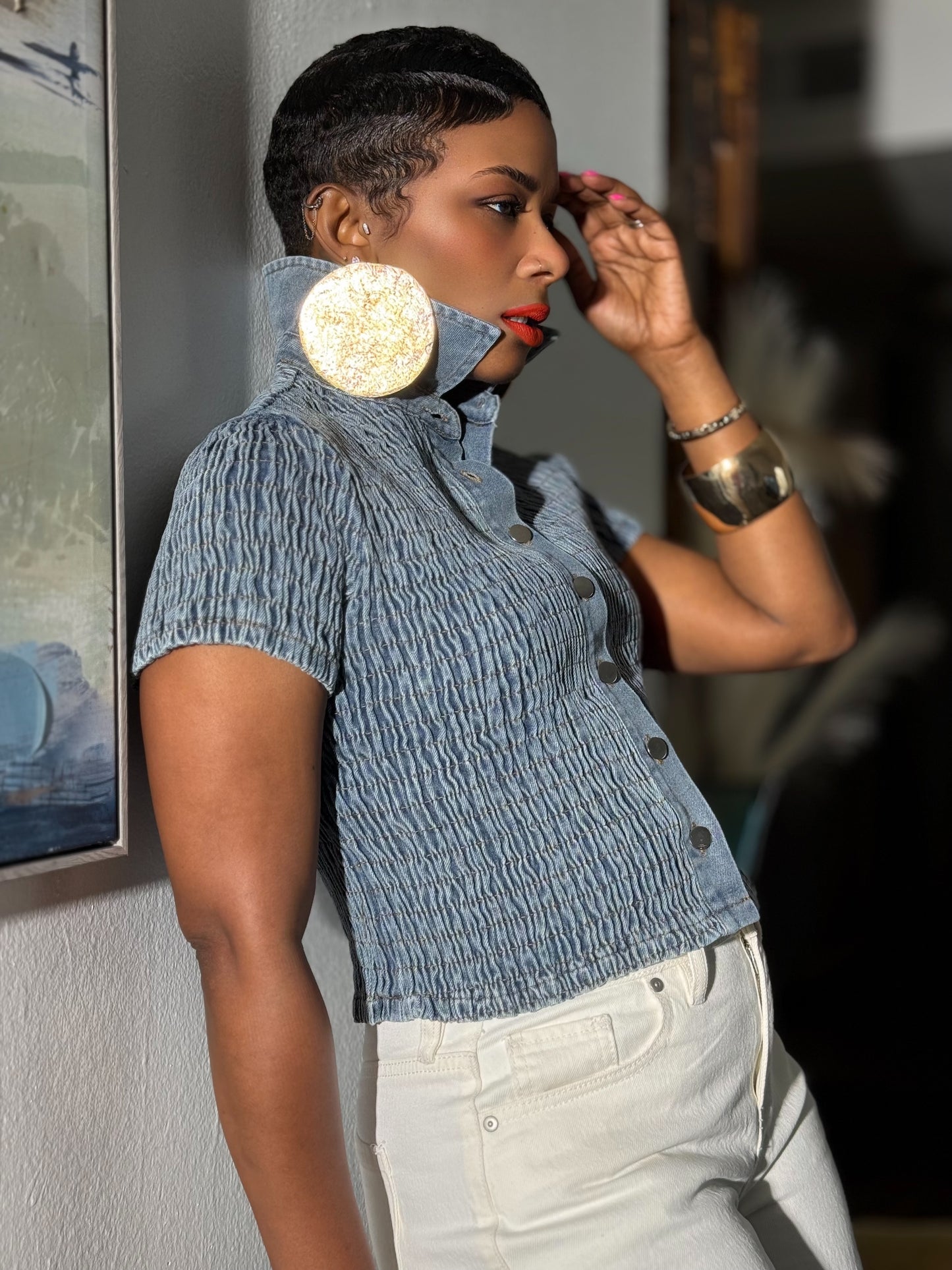 “In a Scrunch” Denim Top