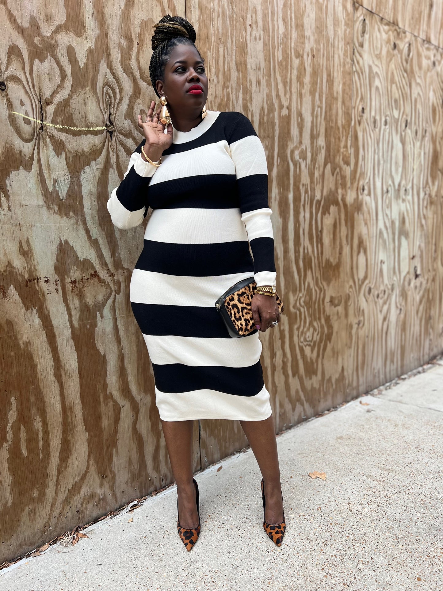 “Striped Right” Sweater Dress