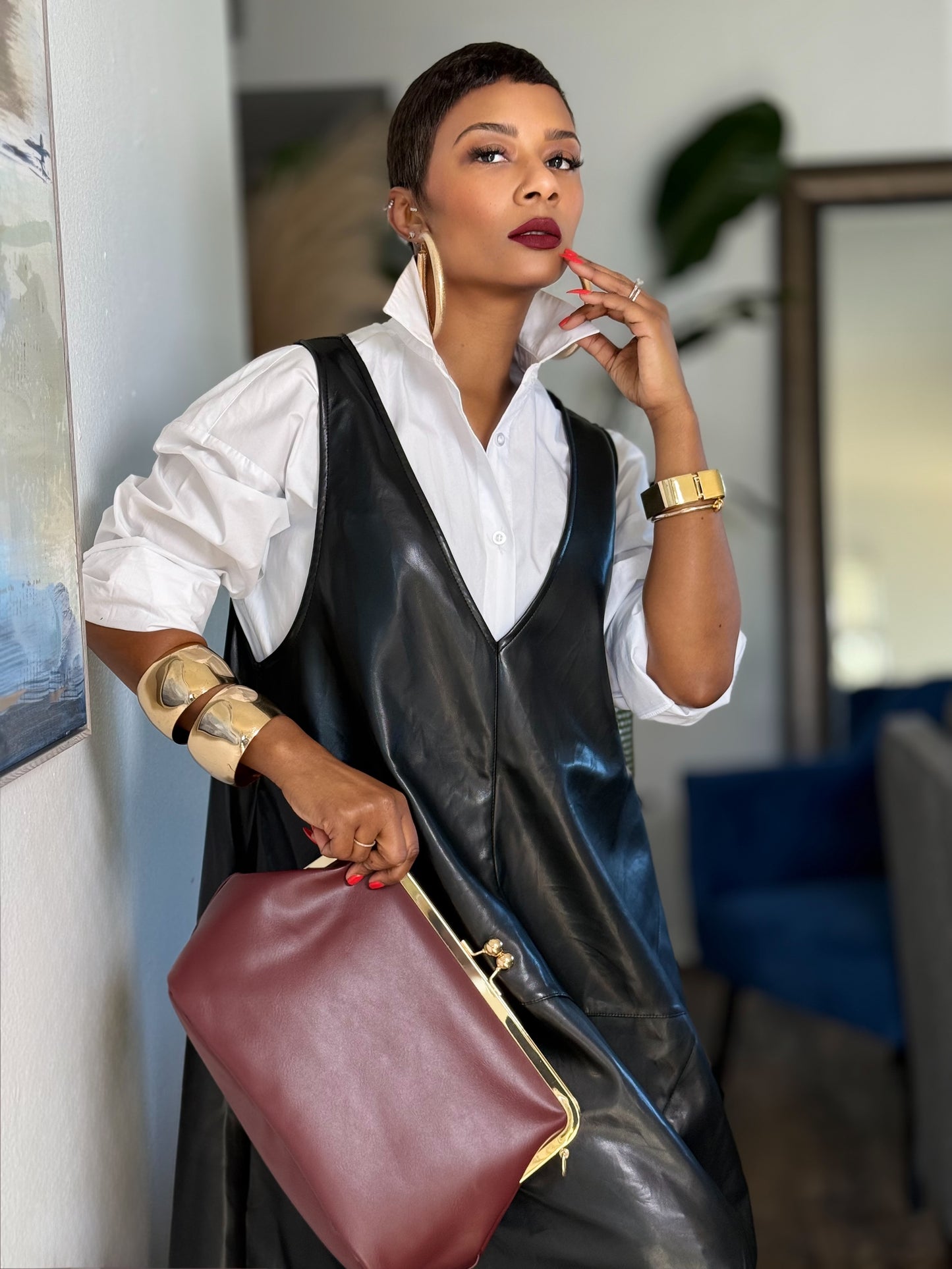 LUXE “Control” Faux Leather Dress