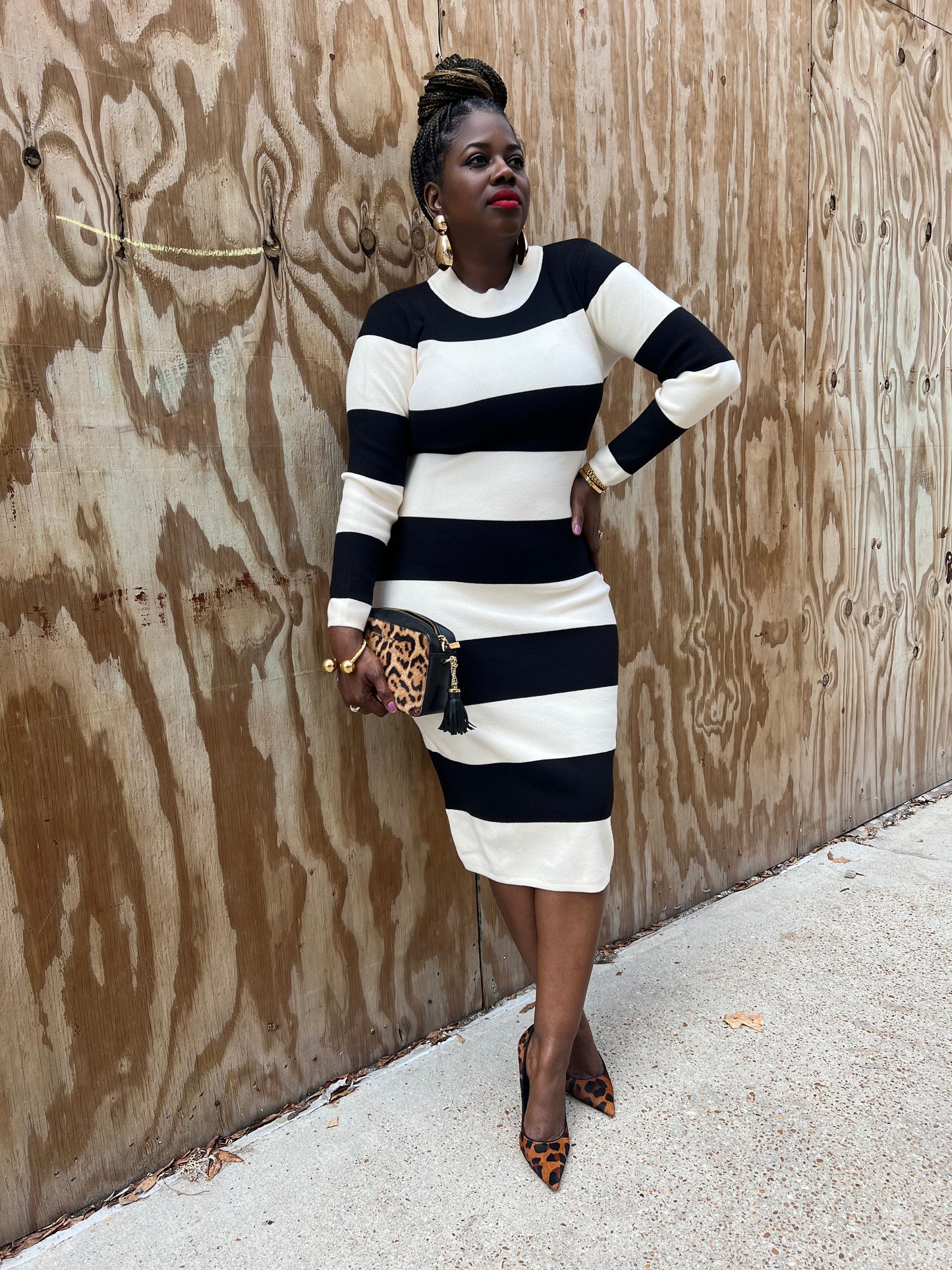 “Striped Right” Sweater Dress