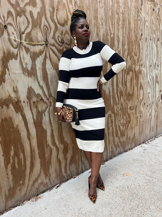 “Striped Right” Sweater Dress