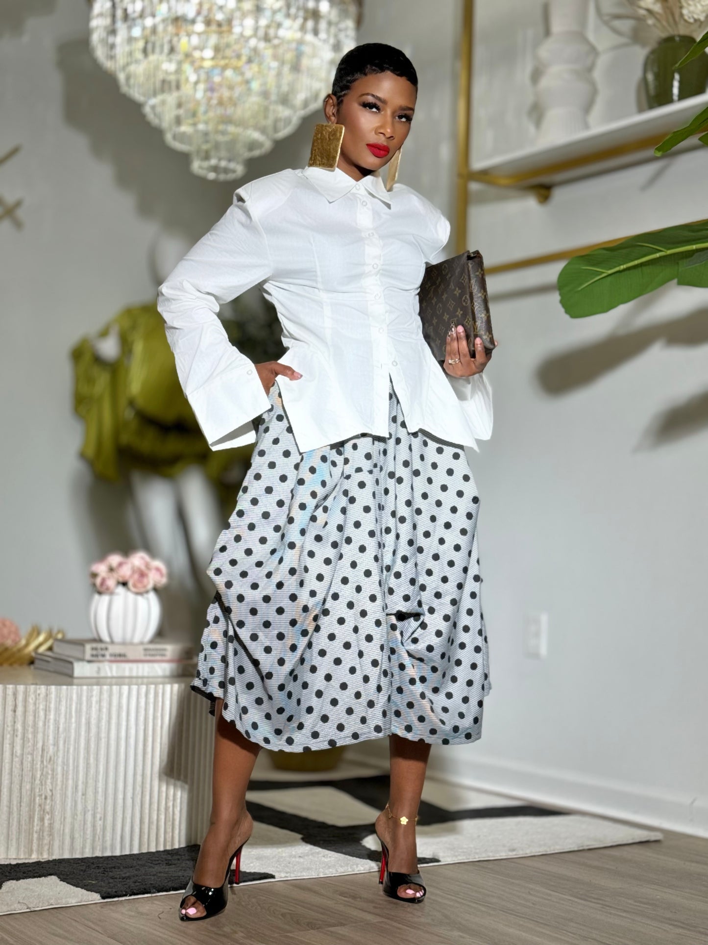 “Let’s Polka” Midi Skirt (Preorder)