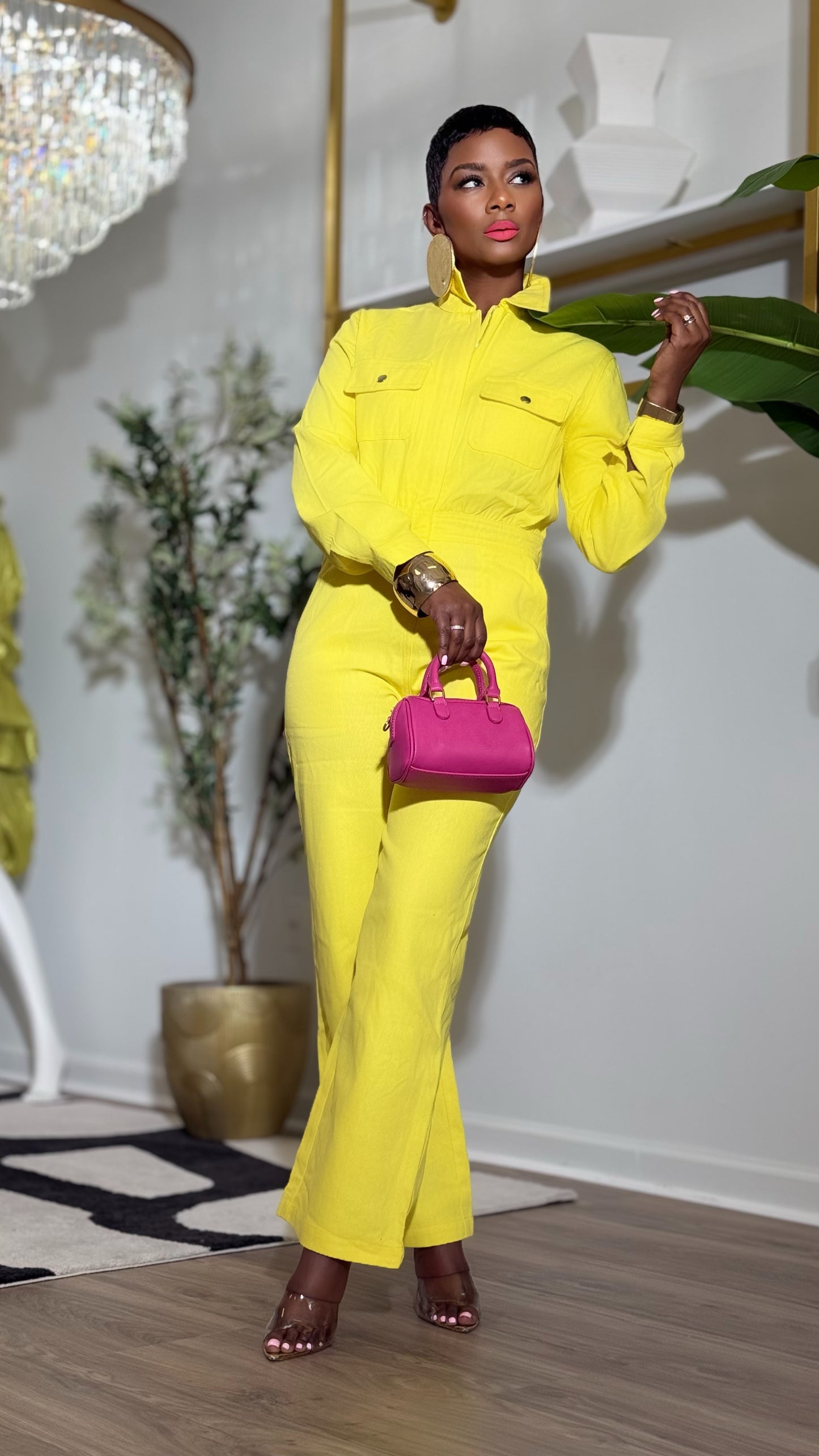 “Yellow Twist” Denim Jumpsuit