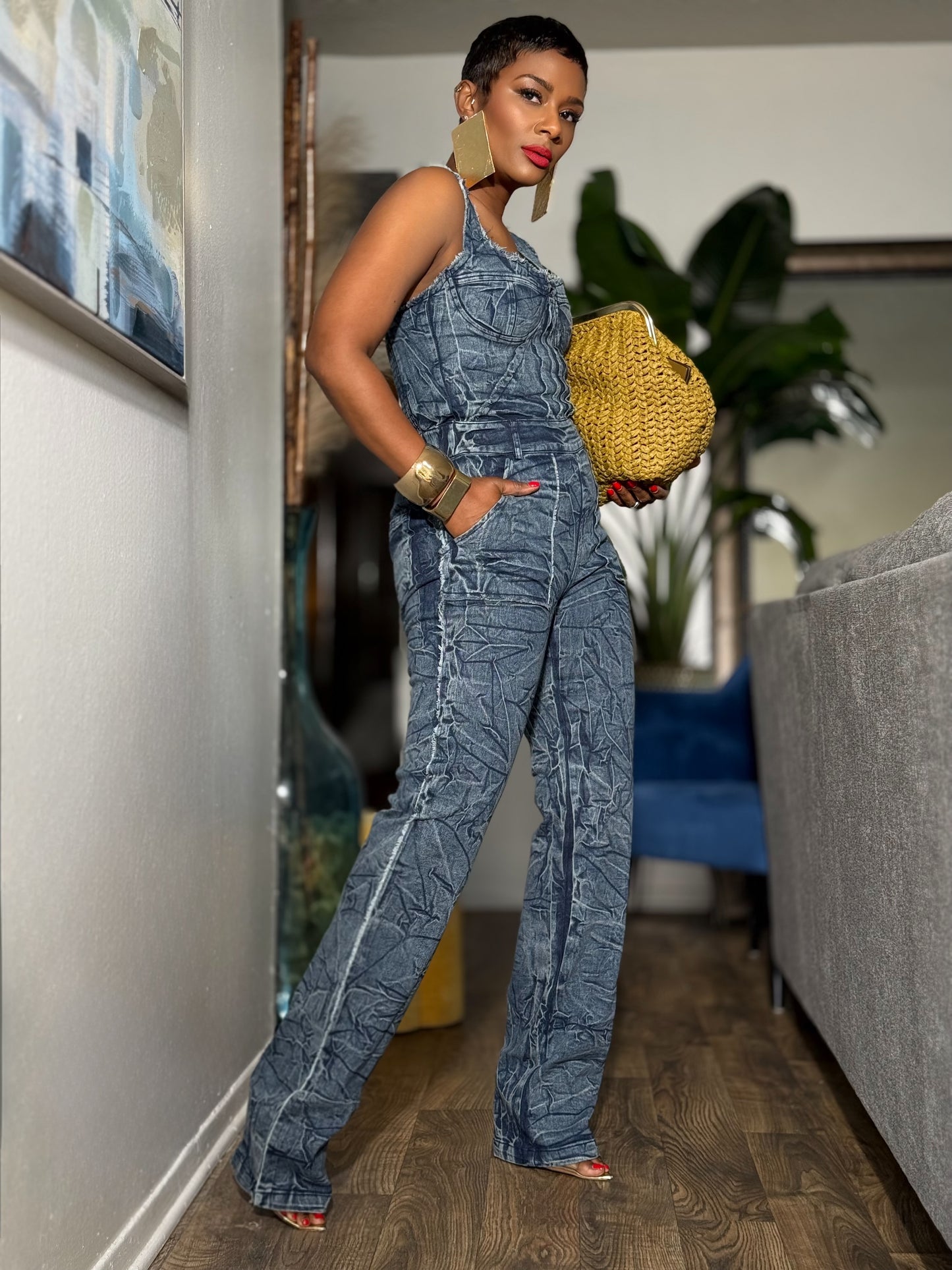 “Denim Corseted” Jumpsuit