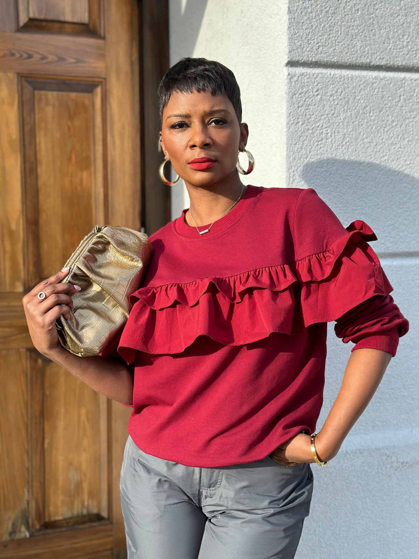 “Wine Down” Ruffle Top InsideOut